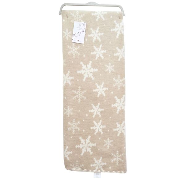 Docofil Reversible Ivory Tan Snowflakes Throw Blanket 51x67 Made in Portugal - Picture 11 of 11